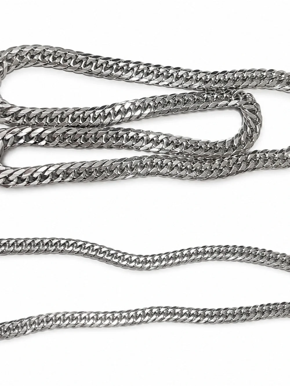 Sterling-Style Stainless Steel Cuban Link Chain Necklace - Silver